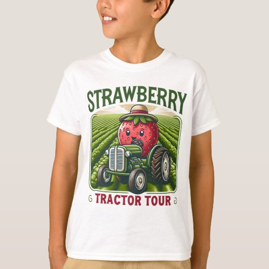Strawberry Fields Tractor Tour Schattige Boerderij T-shirt (Voorkant)