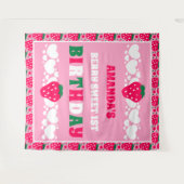 Strawberry First Birthday Backdrops Banner Wandkleed (Voorkant (horizontaal))