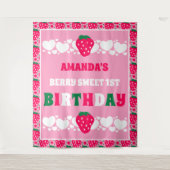 Strawberry First Birthday Backdrops Banner Wandkleed (Voorkant)