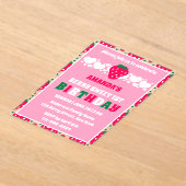 Strawberry First Birthday Celebration Acrylic Acryl Uitnodigingen (Laagn)