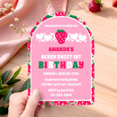 Strawberry First Birthday Celebration Arch Acryl Uitnodigingen