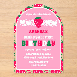 Strawberry First Birthday Celebration Arch Acryl Uitnodigingen