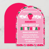 Strawberry First Birthday Celebration Arch Kaart (Voorkant / Achterkant)