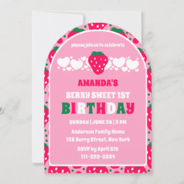 Strawberry First Birthday Celebration Arch Kaart