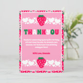 Strawberry First Birthday Celebration Bedankkaart (Staand voorkant)