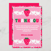 Strawberry First Birthday Celebration Bedankkaart (Voorkant / Achterkant)