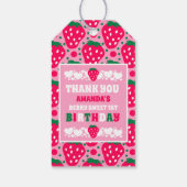 Strawberry First Birthday Celebration Cadeaulabel (Achterkant)