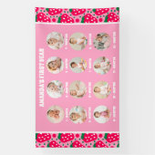 Strawberry First Birthday Celebration Milestone Spandoek (Verticaal)