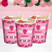 Strawberry First Birthday Celebration Papieren Bekers