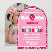 Strawberry First Birthday Celebration Photo Arch Kaart (Voorkant / Achterkant)