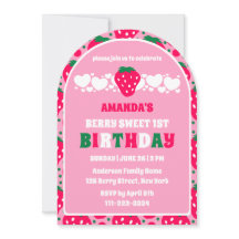 Strawberry First Birthday Celebration Photo Arch