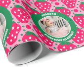 Strawberry First Birthday Celebration Photo Cadeaupapier (Rol Hoek)