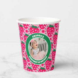 Strawberry First Birthday Celebration Photo Papieren Bekers