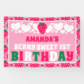 Strawberry First Birthday Celebration Spandoek (Horizontaal)