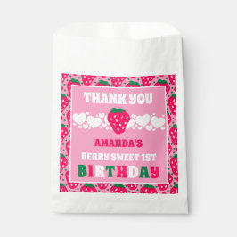 Strawberry First Birthday Celebration Thank You Bedankzakje