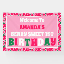 Strawberry First Birthday Celebration Welcome Spandoek
