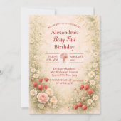 Strawberry First Birthday Garden Party 1st Birthda Kaart (Voorkant)