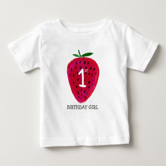 Strawberry First Birthday Girl T-shirt (Voorkant)