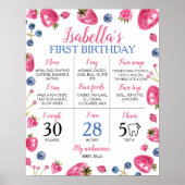 Strawberry First Birthday Milestone Sign Poster (Voorkant)