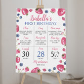 Strawberry First Birthday Milestone Sign Poster