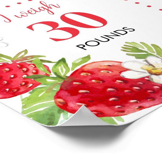 Strawberry First Birthday Milestone Sign Poster (Hoek)