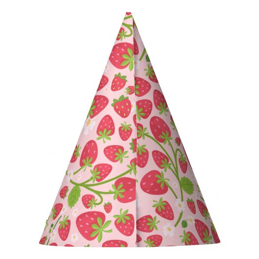 Strawberry First Birthday Party Pet Feesthoedjes (Achterkant)