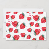 Strawberry First Birthday Photo Invitation Kaart (Achterkant)