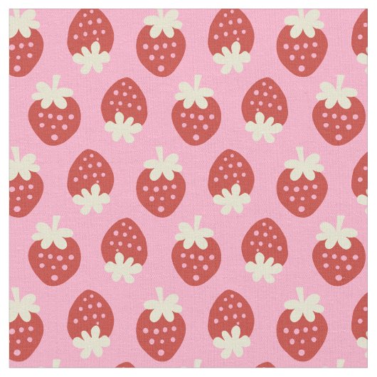 Strawberry Flip on Pink Fabric Stof (Close Up)