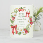 Strawberry Floral Baby shower Invitation Kaart (Staand voorkant)