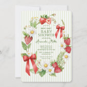 Strawberry Floral Baby shower Invitation Kaart (Voorkant)