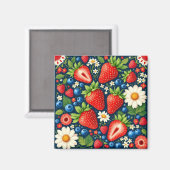 strawberry floral magnet (Voorkant / Achterkant)