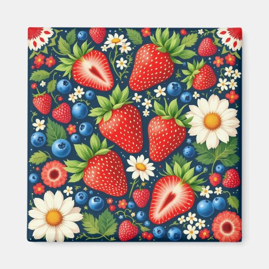 strawberry floral magnet (Voorkant)