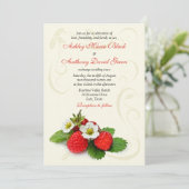 Strawberry Floral Wedding Invitation Kaart (Staand voorkant)