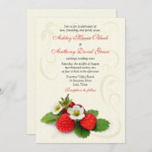 Strawberry Floral Wedding Invitation Kaart (Voorkant / Achterkant)