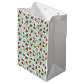 Strawberry Floral Whimsical Gift Bag Medium Cadeauzakje (Voorkant Gekanteld)