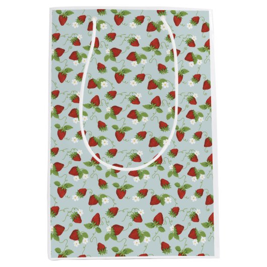 Strawberry Floral Whimsical Gift Bag Medium Cadeauzakje (Voorkant)
