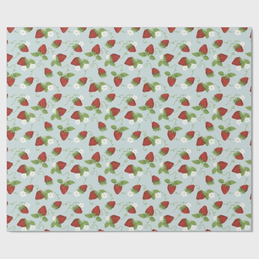 Strawberry Floral Whimsical Wrapping Paper Cadeaupapier (Vlak)