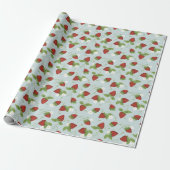 Strawberry Floral Whimsical Wrapping Paper Cadeaupapier (Uitgerold)