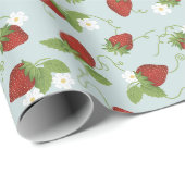 Strawberry Floral Whimsical Wrapping Paper Cadeaupapier (Rol Hoek)