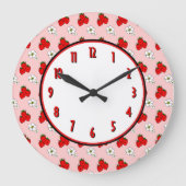 Strawberry Flower Retro Kitchen Wall klok (Voorkant)