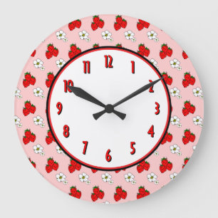 Strawberry Flower Retro Kitchen Wall klok
