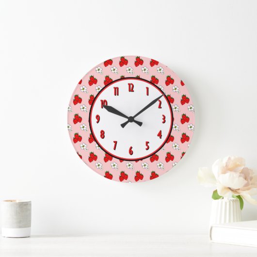 Strawberry Flower Retro Kitchen Wall klok (Huis)