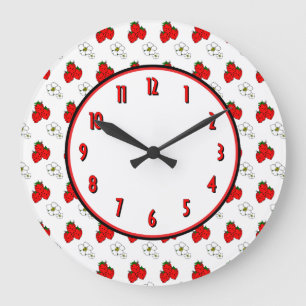 Strawberry Flower Retro Kitchen Wall-klok Grote Klok