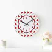 Strawberry Flower Retro Kitchen Wall-klok Grote Klok (Huis)