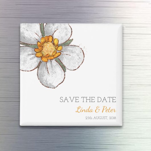 Strawberry Flower Wedding Save the Date Magneet
