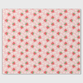 Strawberry Flowers Pink Pattern Cadeaupapier (Vlak)