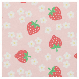 Strawberry Flowers Pink Pattern Stof