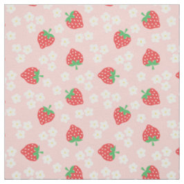 Strawberry Flowers Pink Pattern Stof