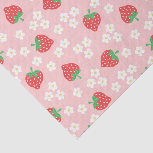 Strawberry Flowers Pink Pattern Tissuepapier (Detail)