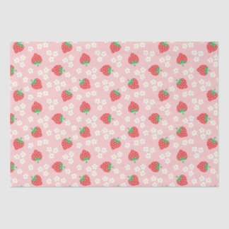 Strawberry Flowers Pink Pattern Tissuepapier